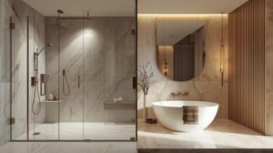 walk-in shower vs bathtub modern bathroom comparison